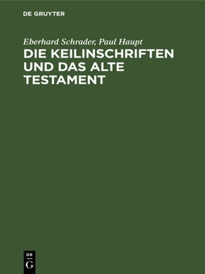 cover image of Die Keilinschriften und das Alte Testament